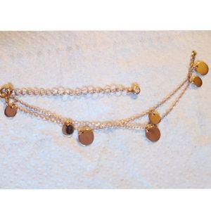 NEW Anklet 925 Sterling Silver in Rose Gold Discs Charms Cubic Zirconia